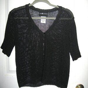 Sag Harbor Open Knit Short Sleeve Cardigan Sweater Size Medium Petite